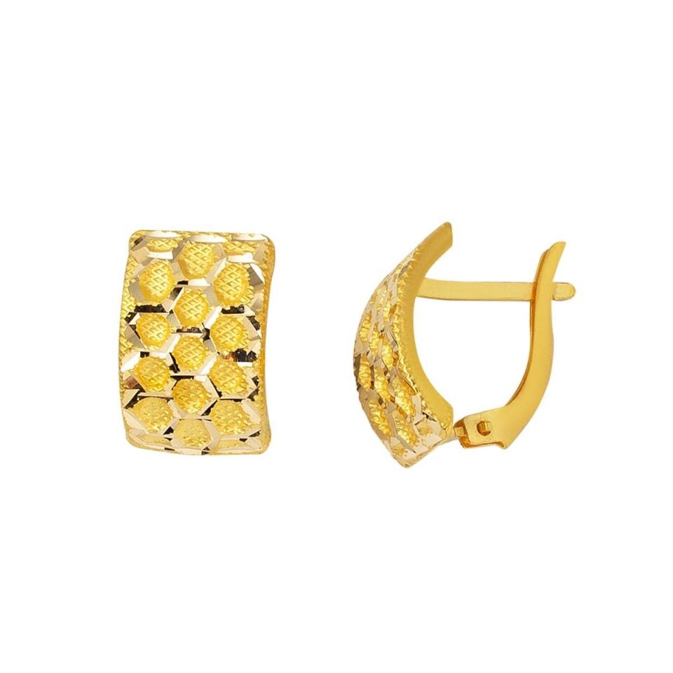 Petek 22 Ayar Altın Küpe