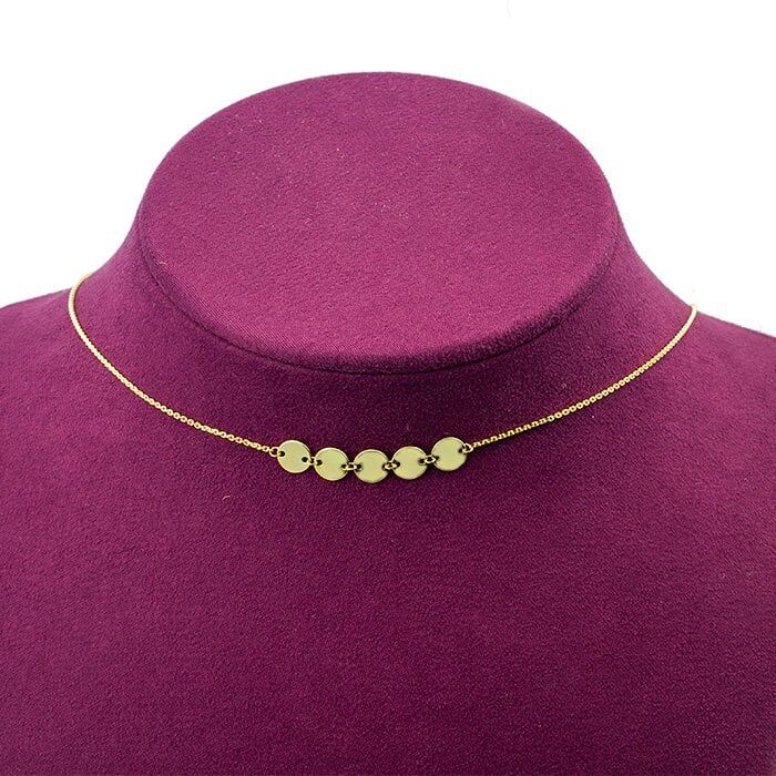 Pullu 14 Ayar Altın Choker Kolye