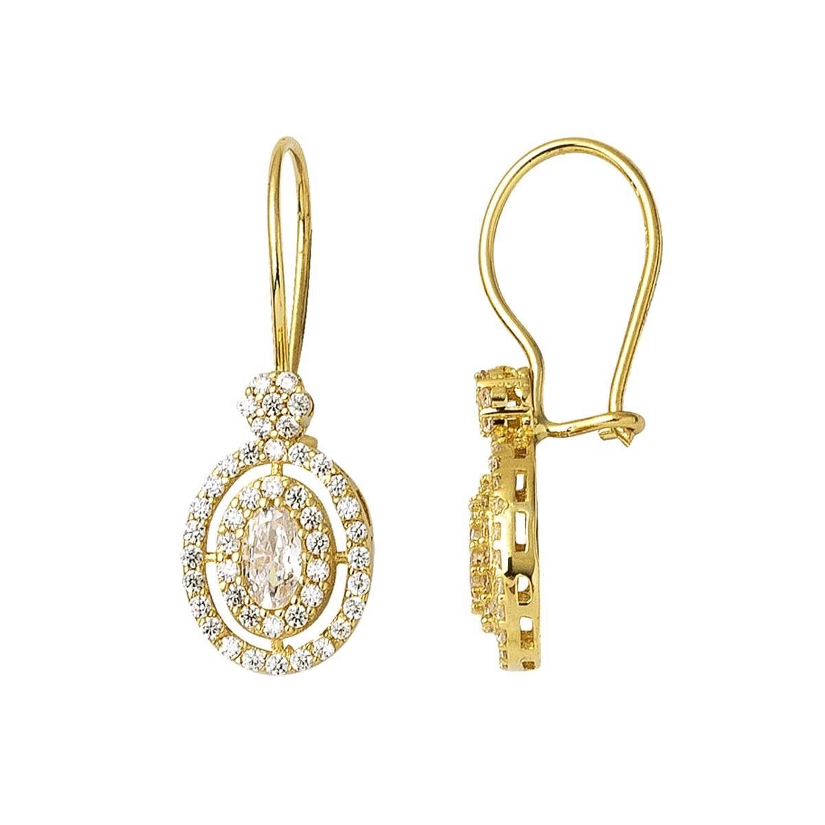 Sarkaç 14 Ayar Taşlı Altın Küpe