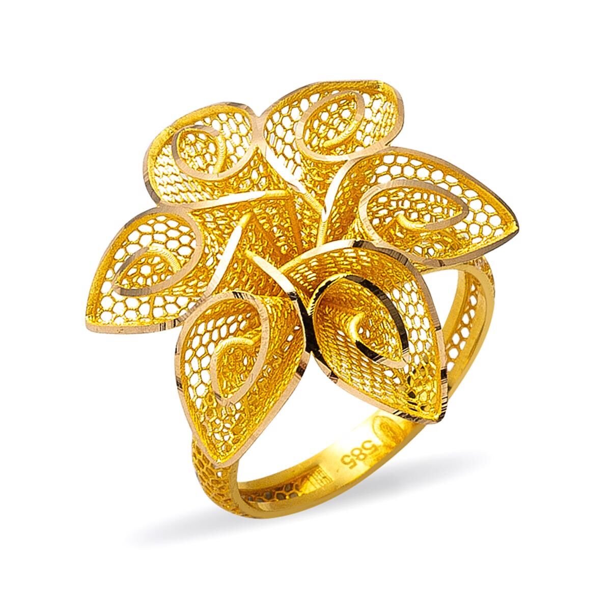 Dantel Motif Telkari Altın Yüzük