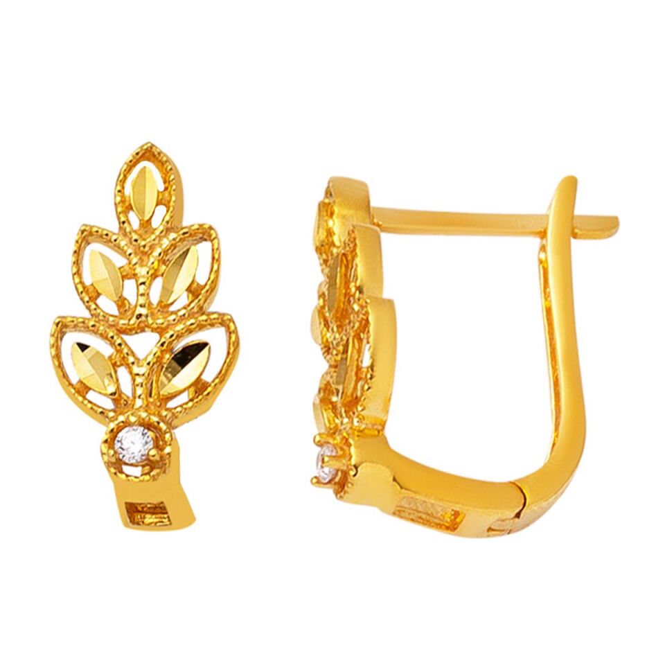 Yaprak 22 Ayar Altın Je Küpe