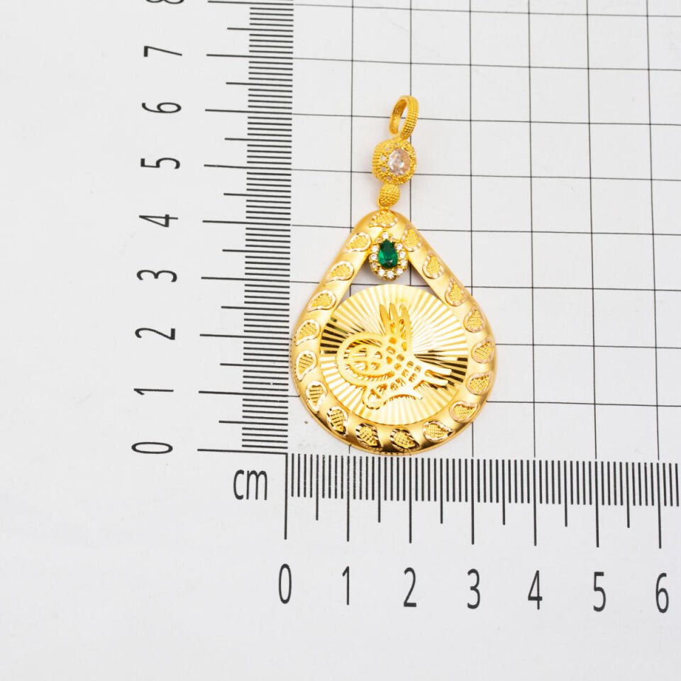 Damla Işıltılı 14 Ayar Altın Tuğra Kolye Ucu