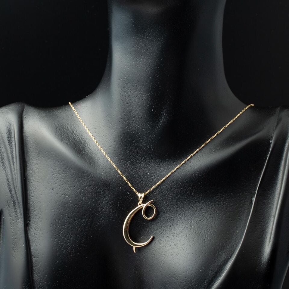 Ç Harfi 14 Ayar Altın Kolye