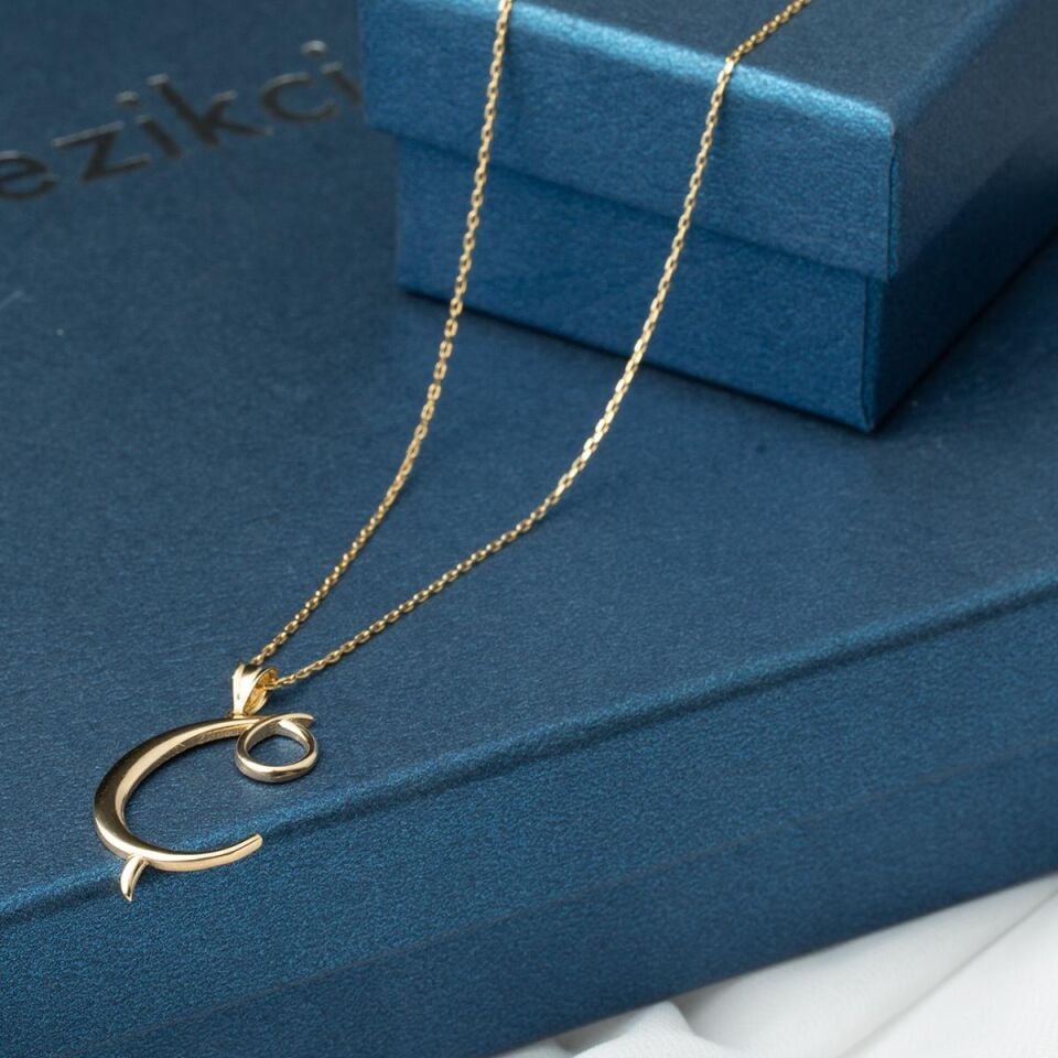 Ç Harfi 14 Ayar Altın Kolye