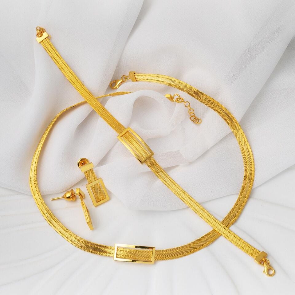 Klasik Toka Trabzon Hasır Altın Takı Seti