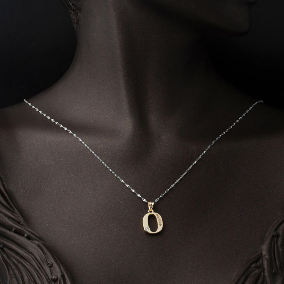 Lettera O Baş Harfli 14 Ayar Altın Kolye Ucu