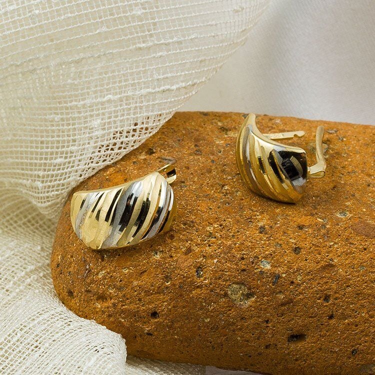 Taşsız 14 Ayar Altın Je Klipsli Küpe