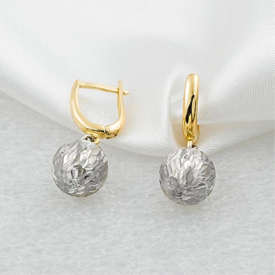 Topaçlı 14 Ayar Altın Taşsız Küpe