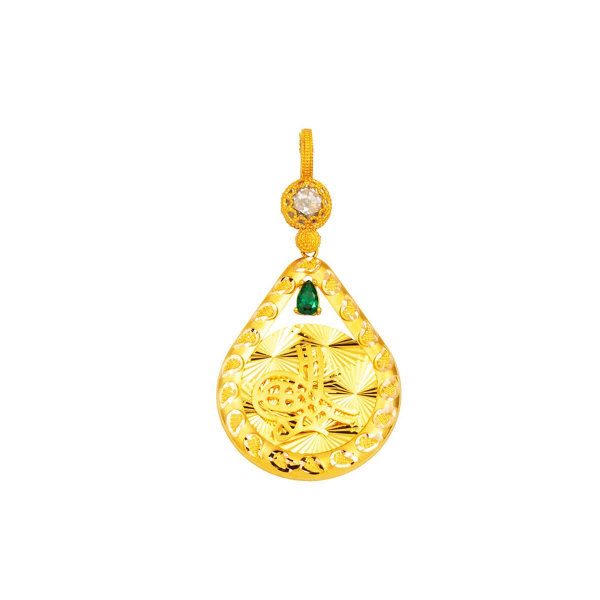 Parıltılı 14 Ayar Altın Tuğralı Kolye Ucu