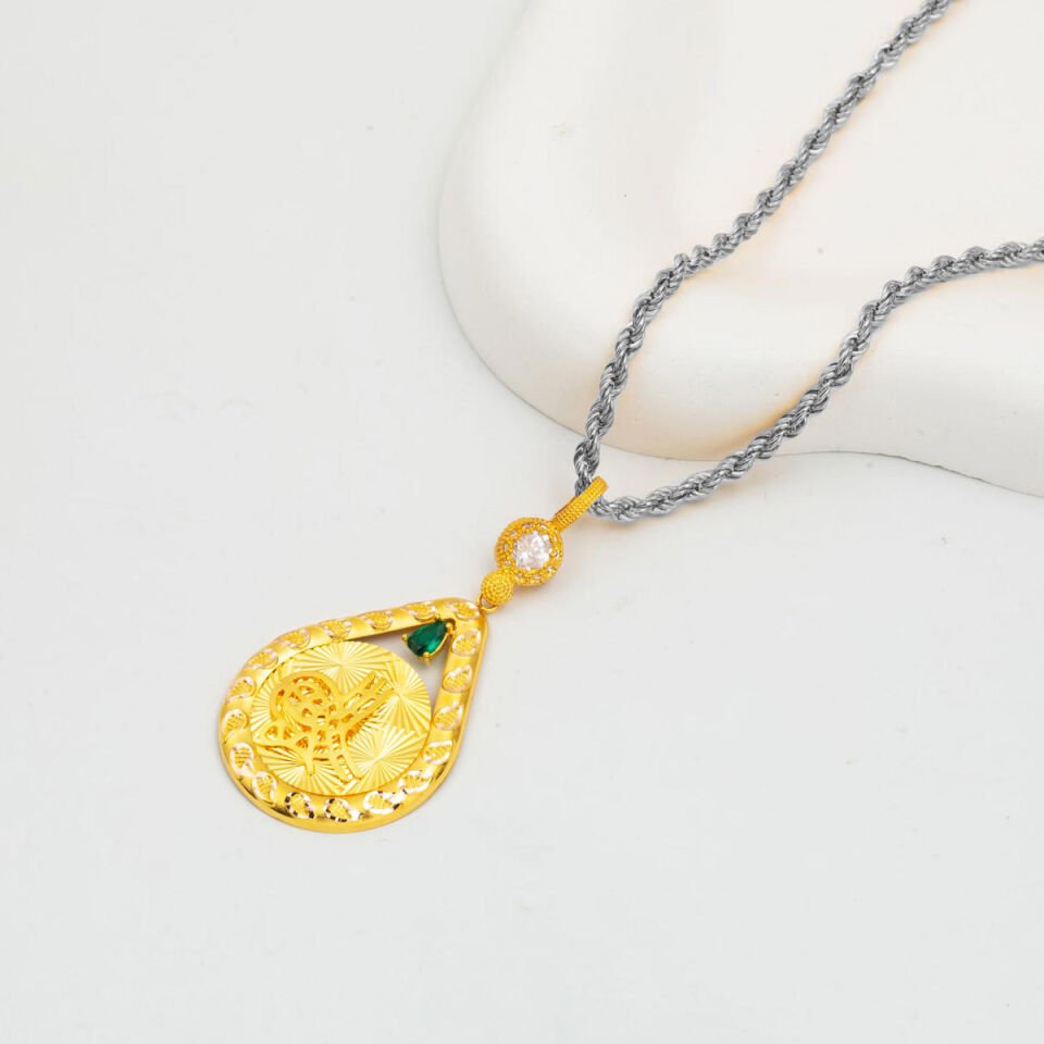 Parıltılı 14 Ayar Altın Tuğralı Kolye Ucu