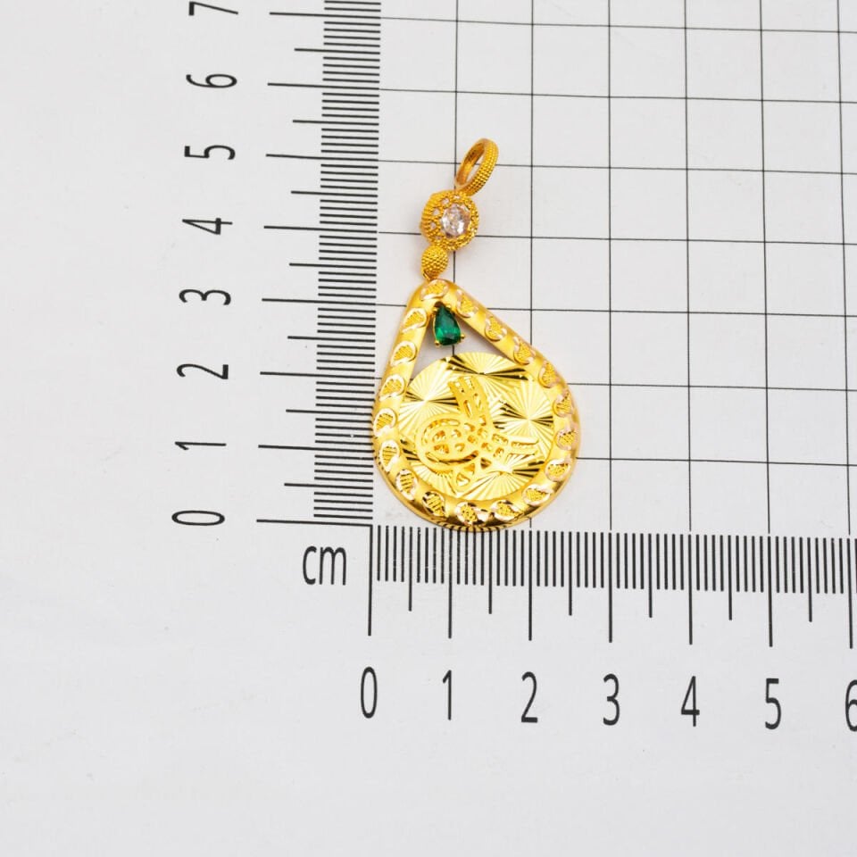 Parıltılı 14 Ayar Altın Tuğralı Kolye Ucu