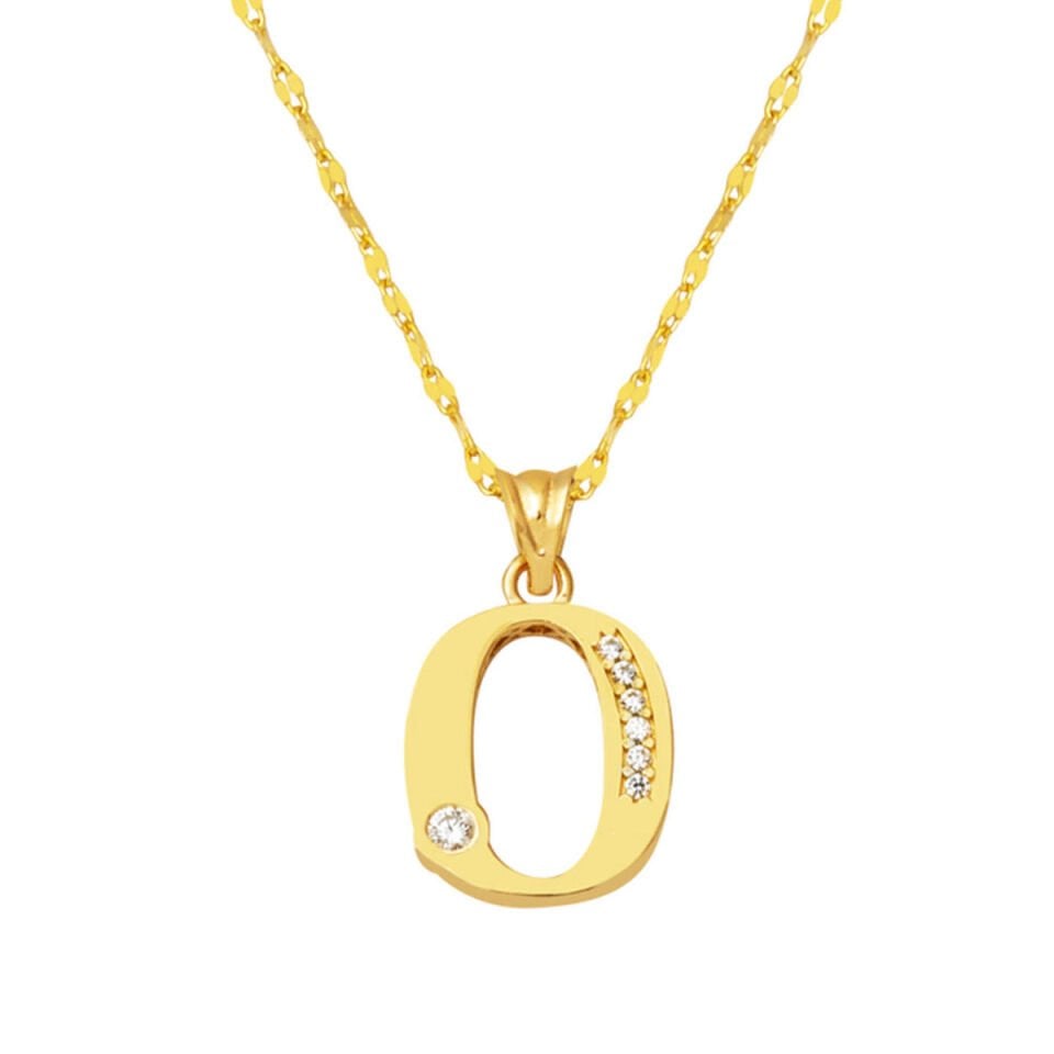 Lettera O Baş Harfli 14 Ayar Altın Kolye