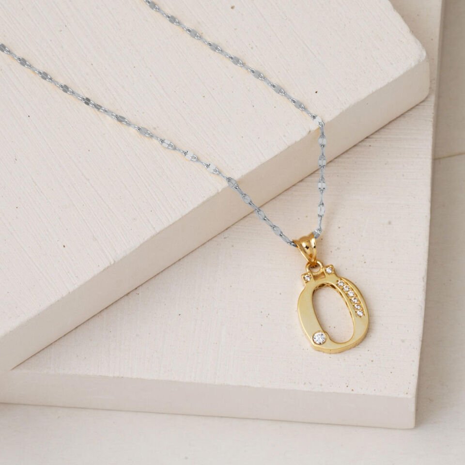 Lettera Ö Harfi Altın Kolye Ucu 14 Ayar