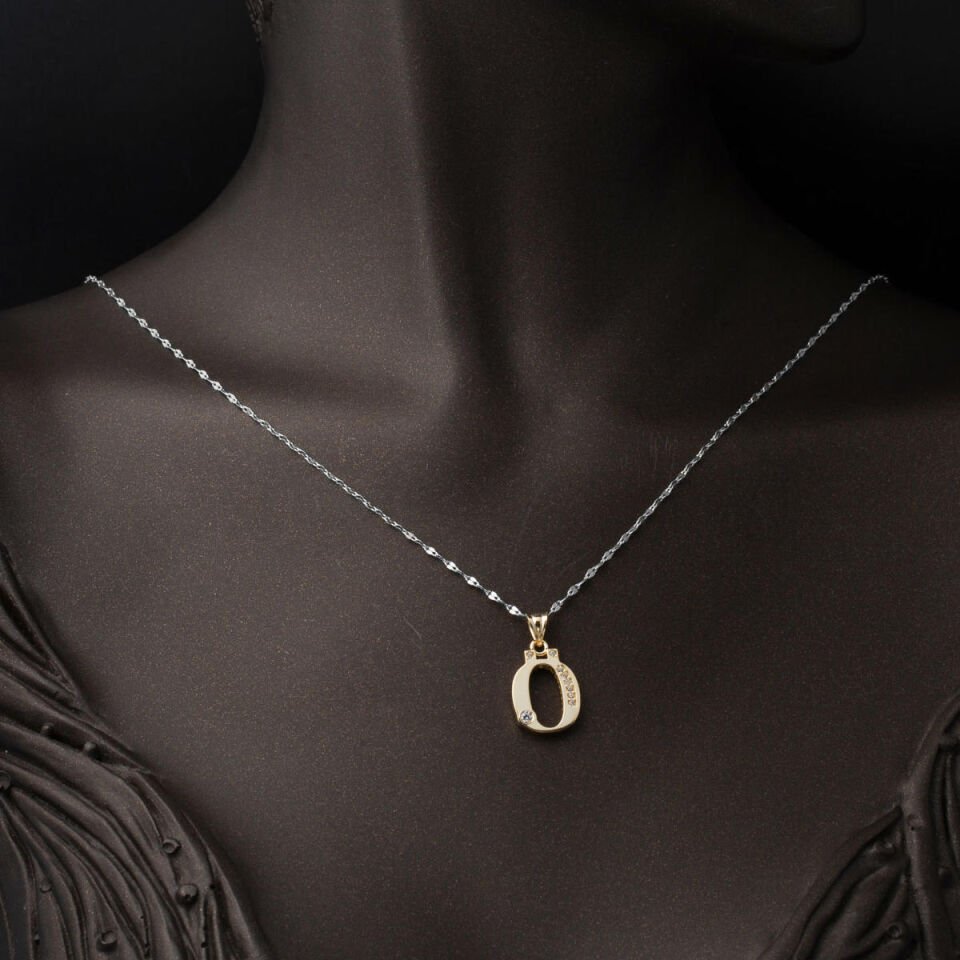 Lettera Ö Harfi Altın Kolye Ucu 14 Ayar