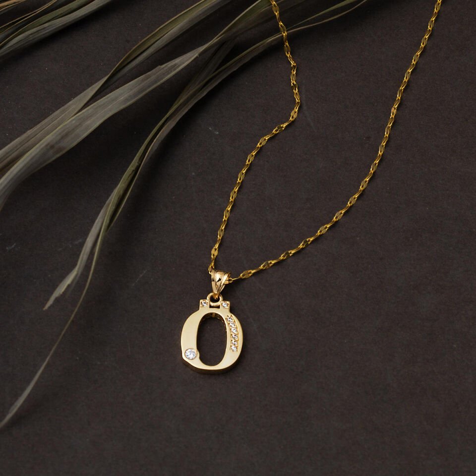 Lettera Ö Harfi Altın Kolye 14 Ayar