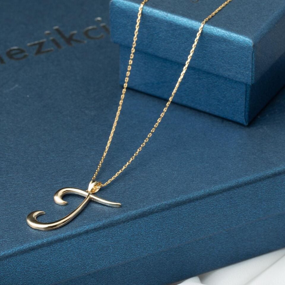 T Harfi 14 Ayar Altın Kolye