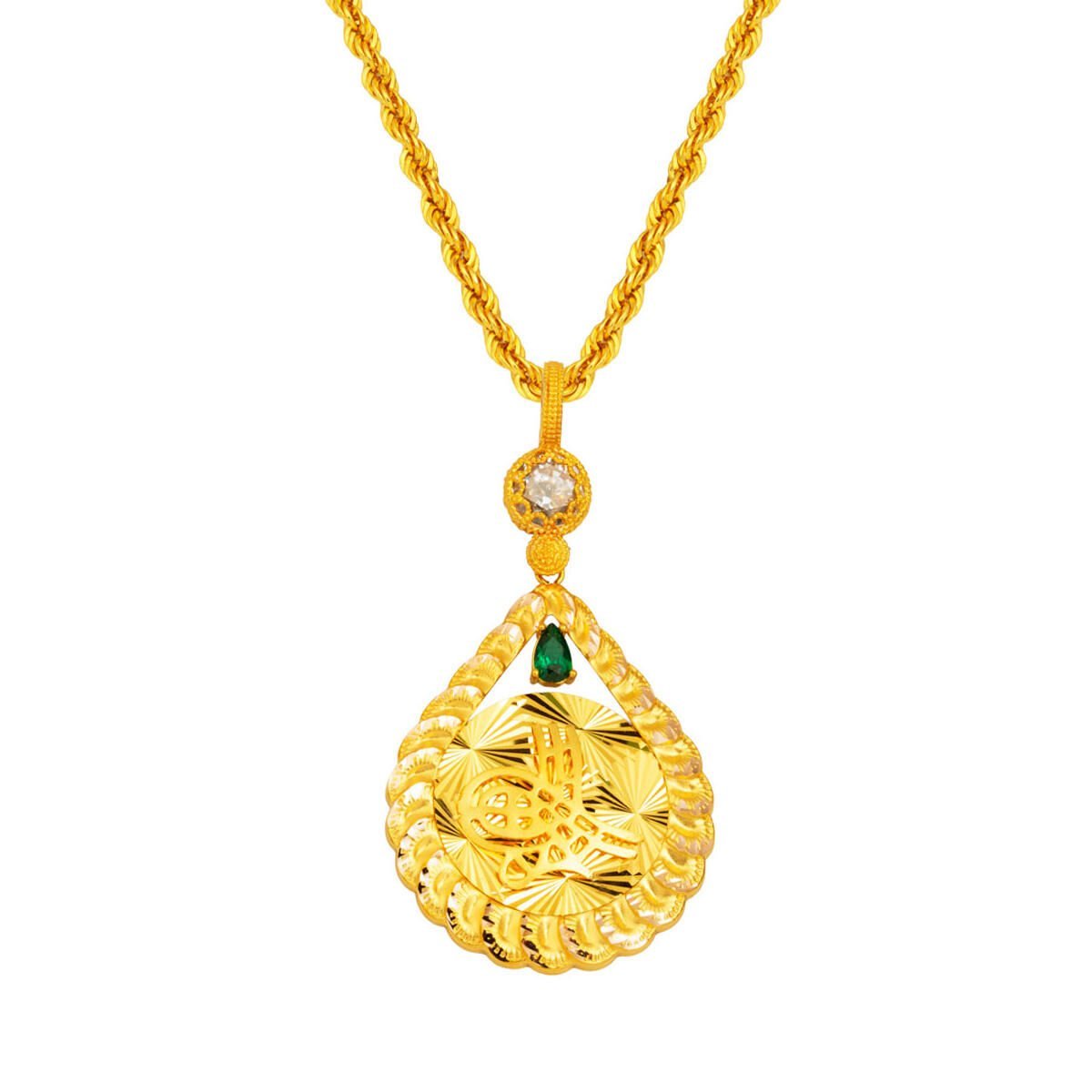 Klasik Tuğralı 14 Ayar Altın Kolye