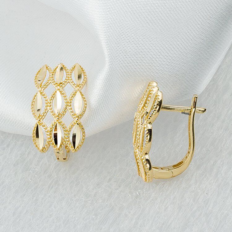 Favori Gold 14 Ayar Altın Taşsız Je Küpe