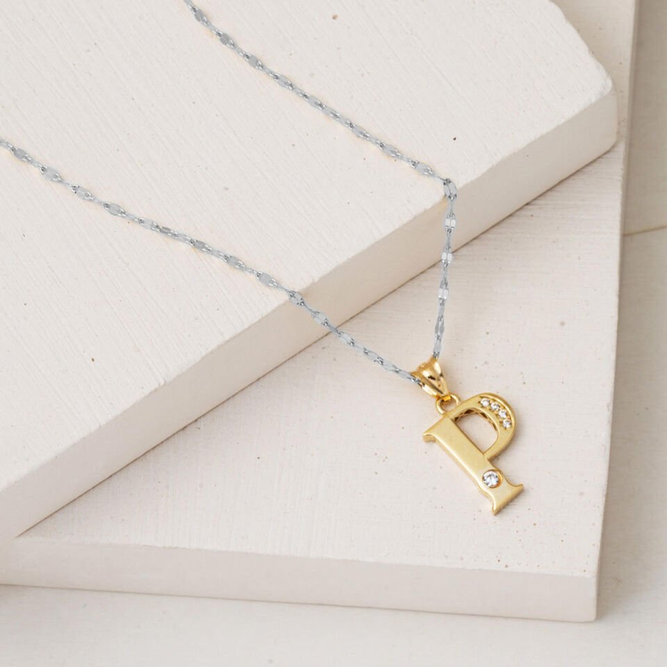 Lettera P Harfi Zincirsiz 14 Ayar Altın Kolye