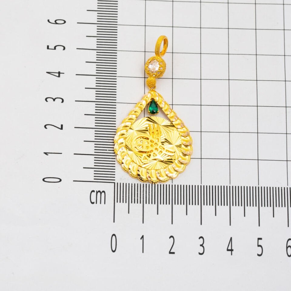 Klasik Tuğralı 14 Ayar Altın Kolye Ucu