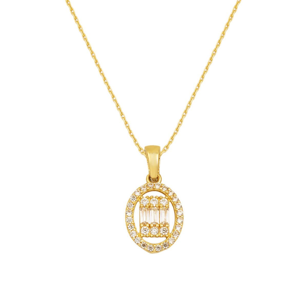 Oval Baget Kolye 14 Ayar Altın