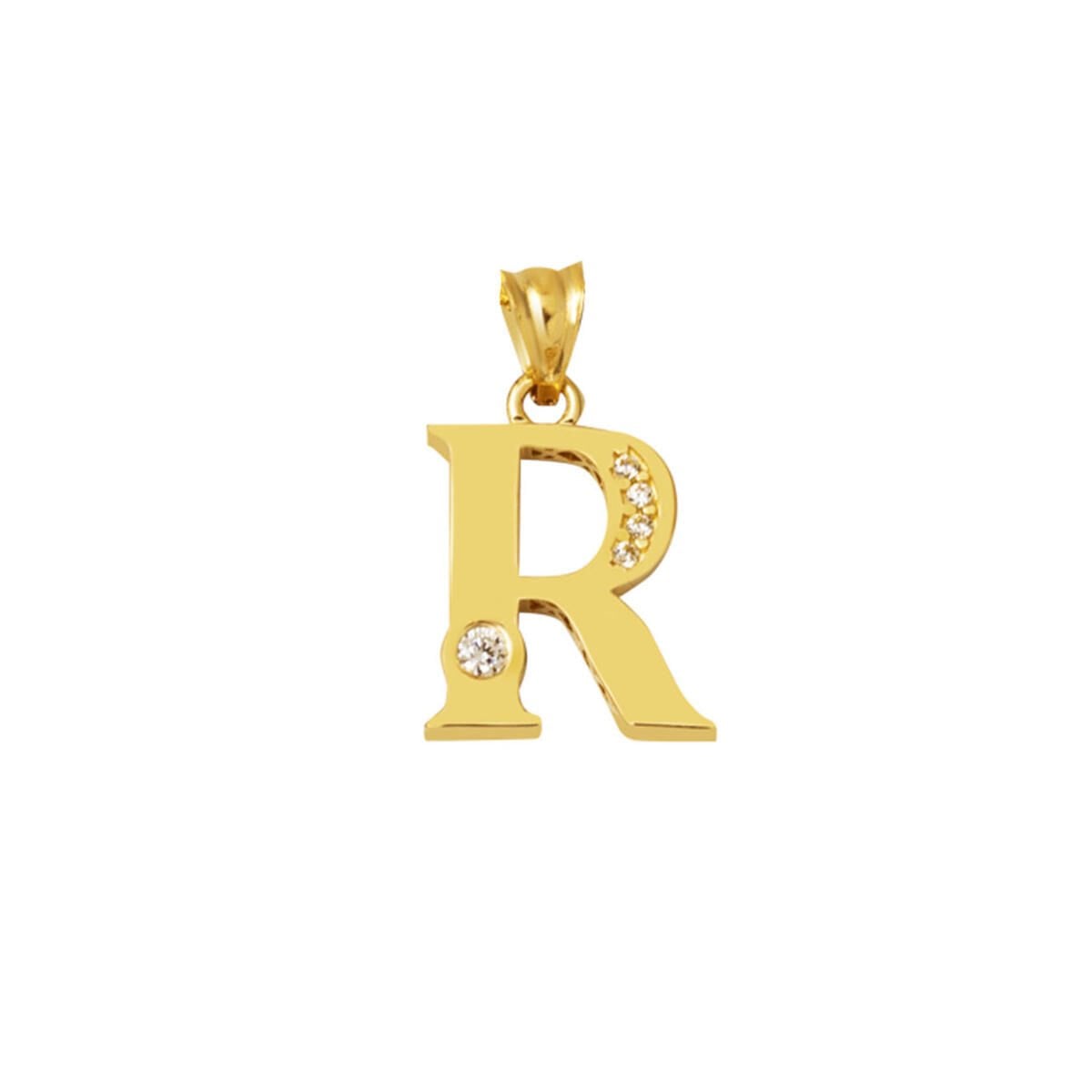 Lettera R Harfi Altın Kolye Ucu 14 Ayar