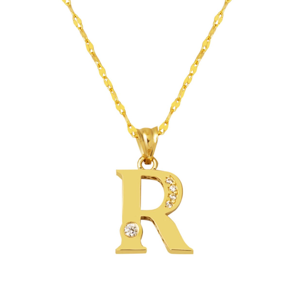 Lettera R Harfi Altın Kolye 14 Ayar