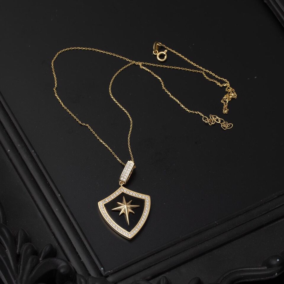 Kutup Yıldızı Kalkan Tasarım Altın Kolye