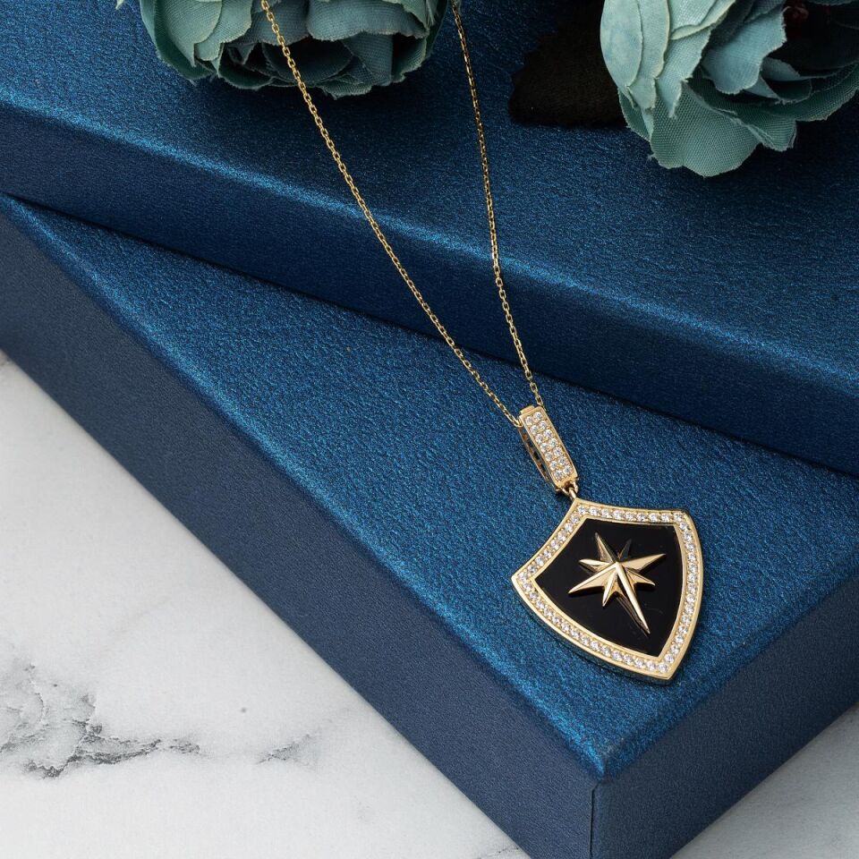 Kutup Yıldızı Kalkan Tasarım Altın Kolye