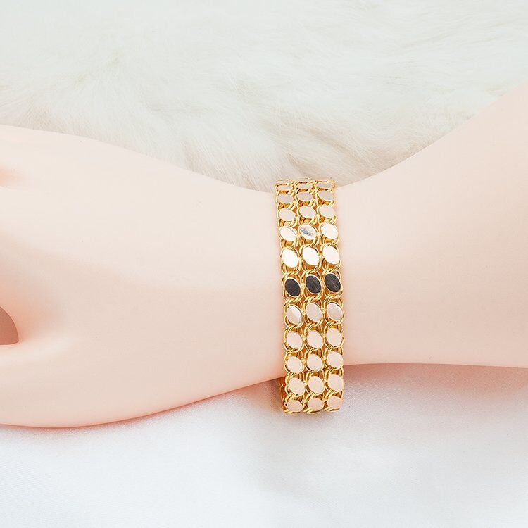 3 Sıralı Pullu 14 Ayar Altın Bileklik