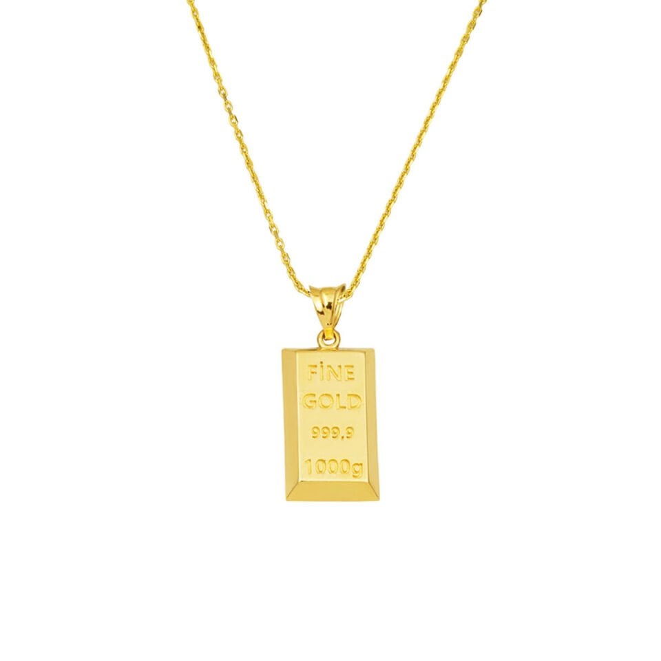 Külçe Altın Kolye Zincirli 14 Ayar