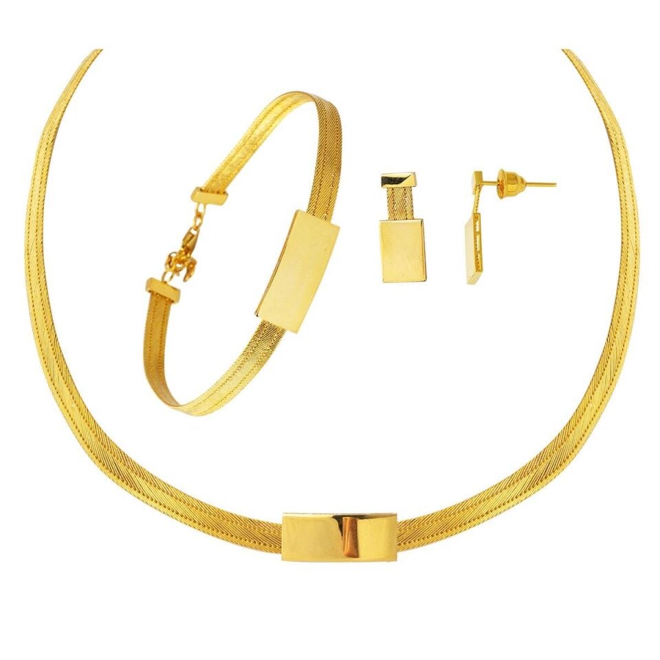 Taşsız Trabzon Hasır 14 Ayar Altın Takı Seti