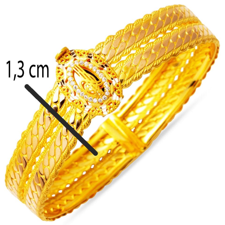 Gurmet Model Tuğralı Kelepçe Altın Bilezik