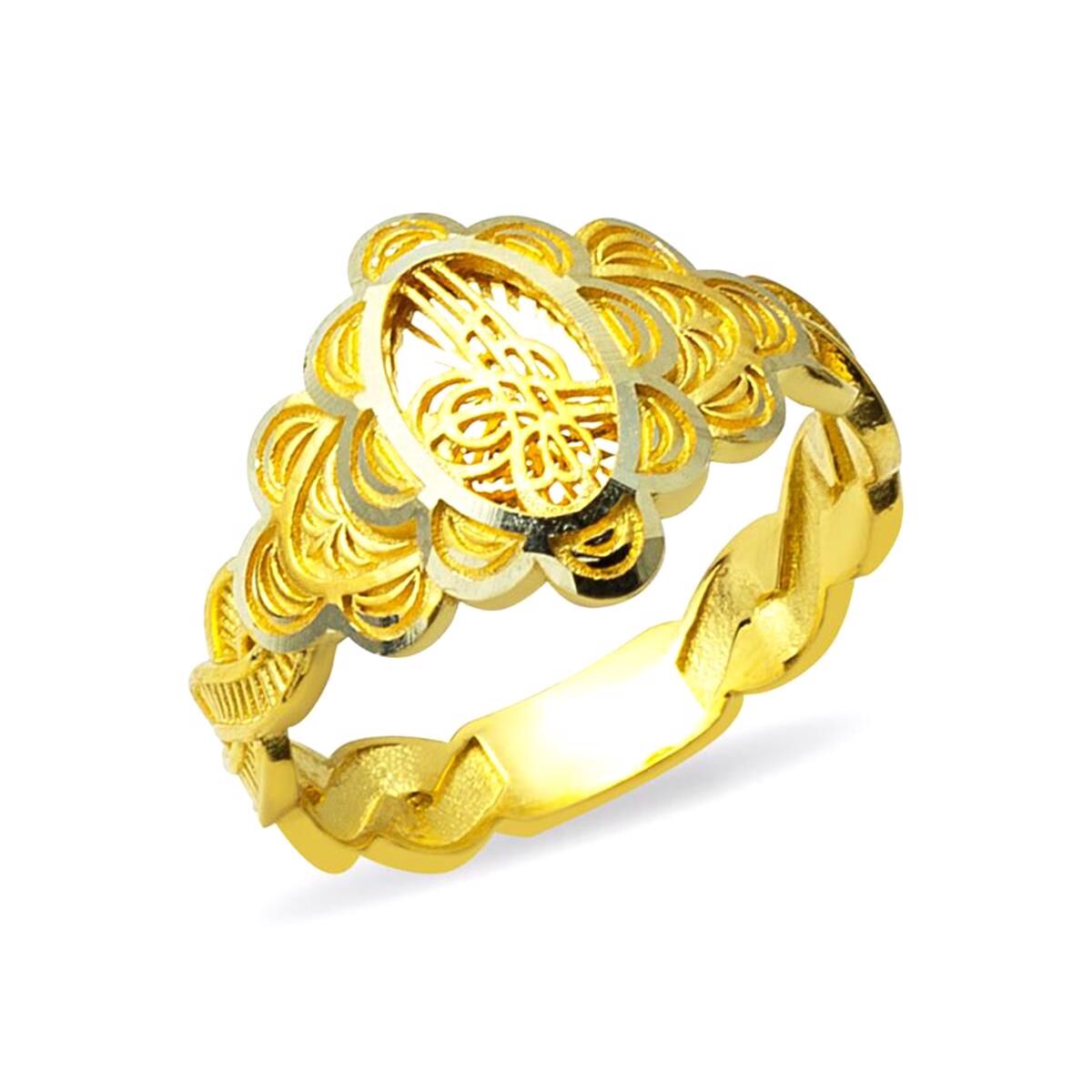 Tuğralı Saç Örgüsü Altın Yüzük