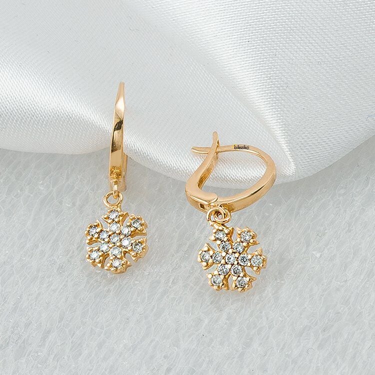 Kartanesi 14 Ayar Kırmızı Altın Küpe