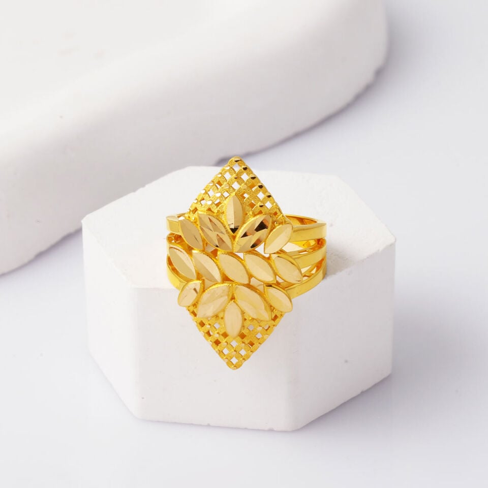 Sarı Altın Başak Tasarım Yüzük