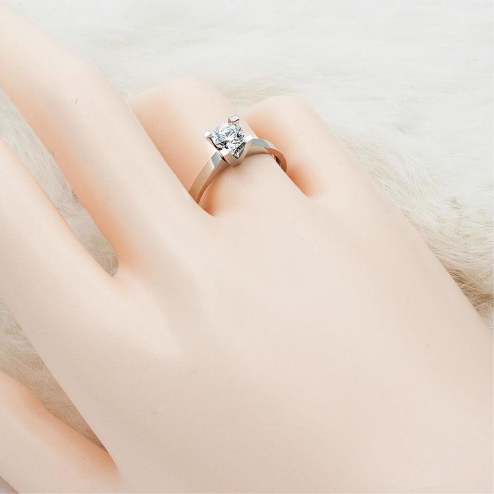 Tektaş 14 Ayar Beyaz Altın Yüzük