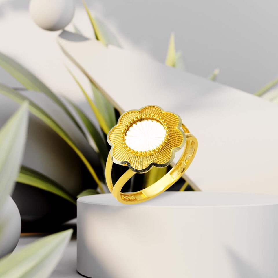 Papatya Taşsız Altın Yüzük