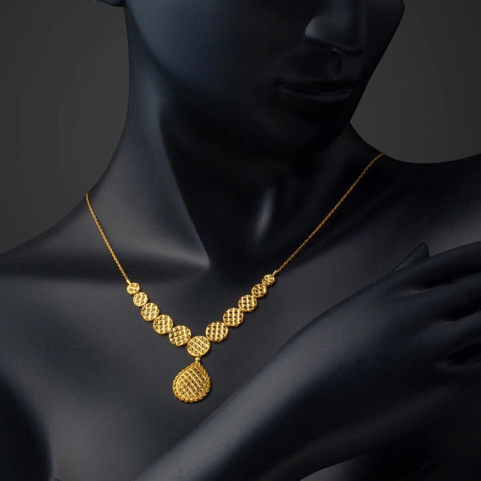 Damla Hasır Tasarım 22 Ayar Altın Kolye