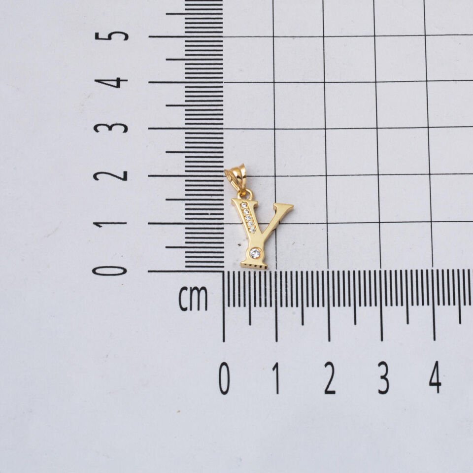 Lettera Y Harfi Altın Kolye Ucu 14 Ayar