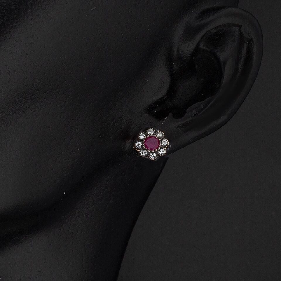 Mor Sümbül Kolye & Küpe Altın Set