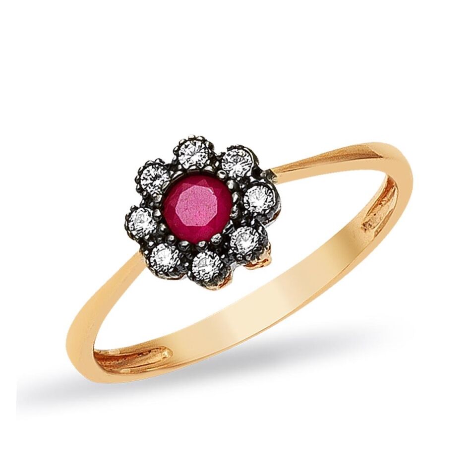 Mor Sümbül Rose Altın Yüzük