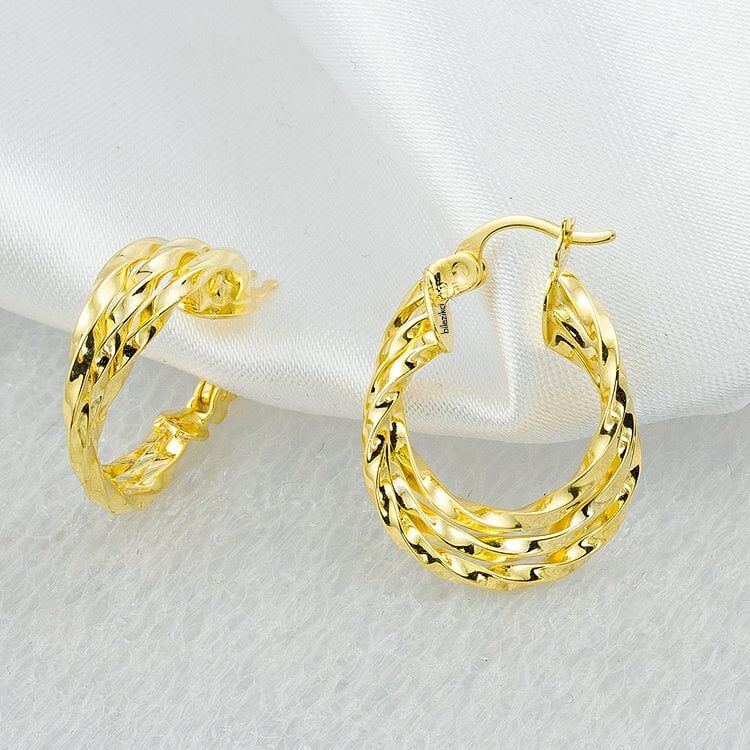 Taşsız 14 Ayar Sarı Altın Halka Küpe