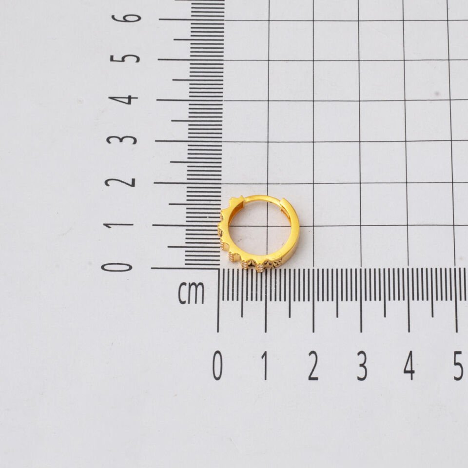 Spor Model Taşlı 14 Ayar Altın Halka Küpe