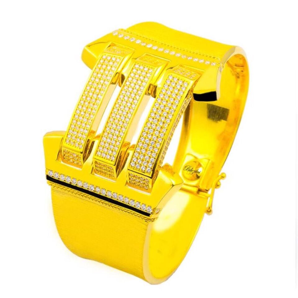 Üçlü Kaburgalı 22 Ayar Altın Bilezik 50 Gr