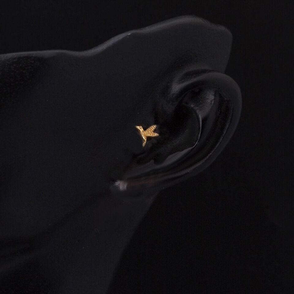 Minik Kuş 14 Ayar Altın Tragus Küpe