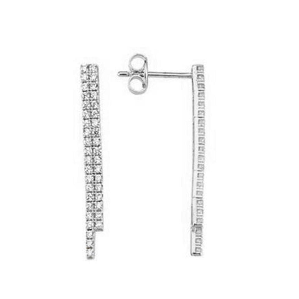 2 Sıra Su Yolu Beyaz Altın Küpe