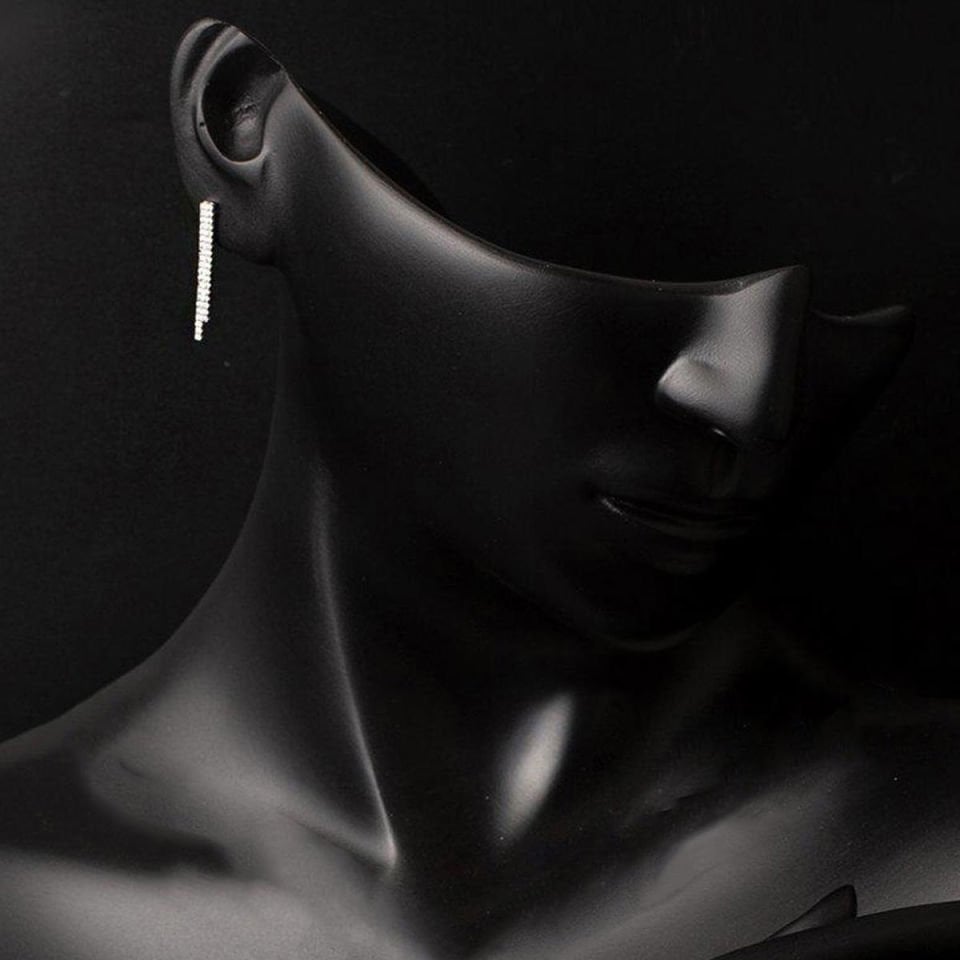 2 Sıra Su Yolu Beyaz Altın Küpe