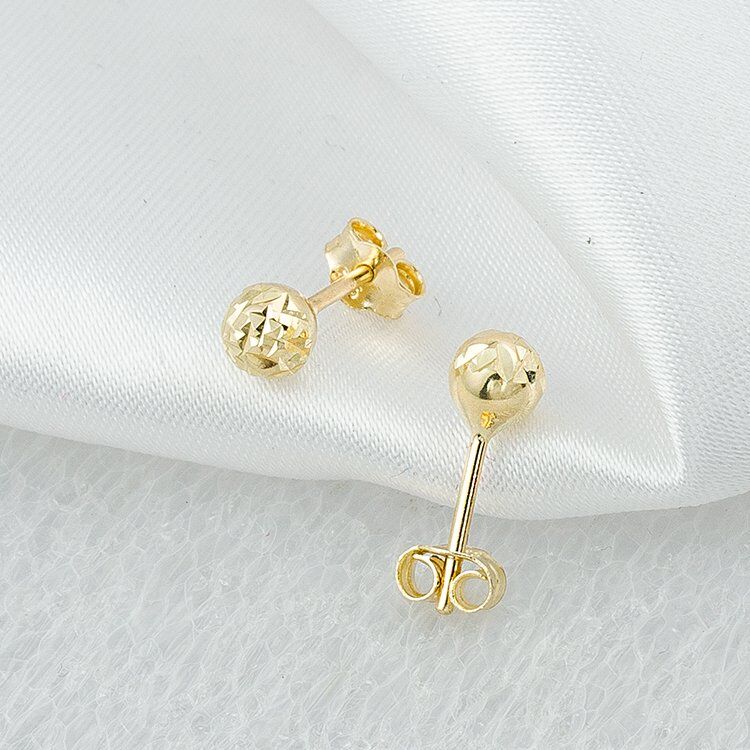 Klipsli 14 Ayar Altın Top Küpe