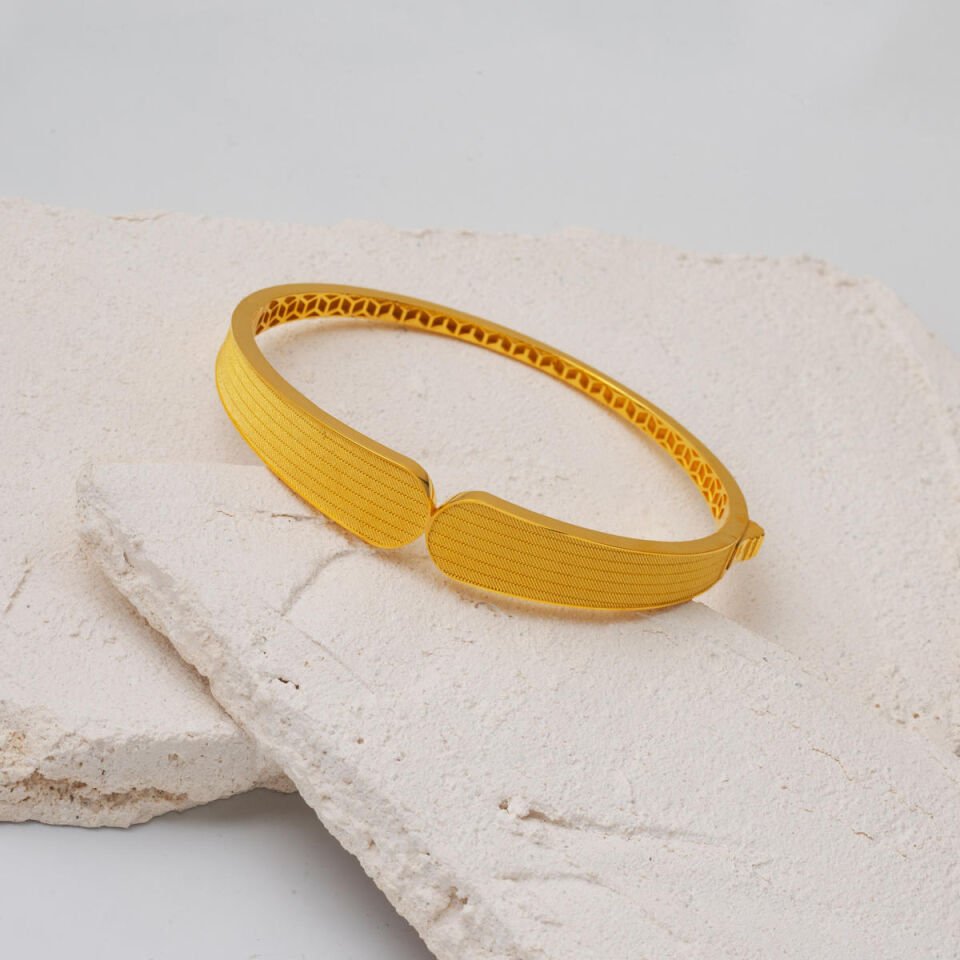 Sürmene Taşsız Hasır Kelepçe Bilezik 14 Ayar